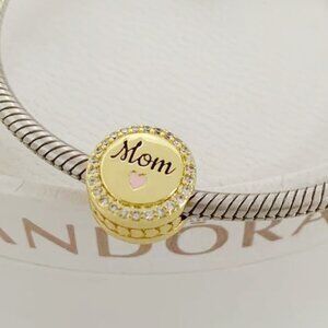 Pandora Engravable Mom Charm Gold-Plated